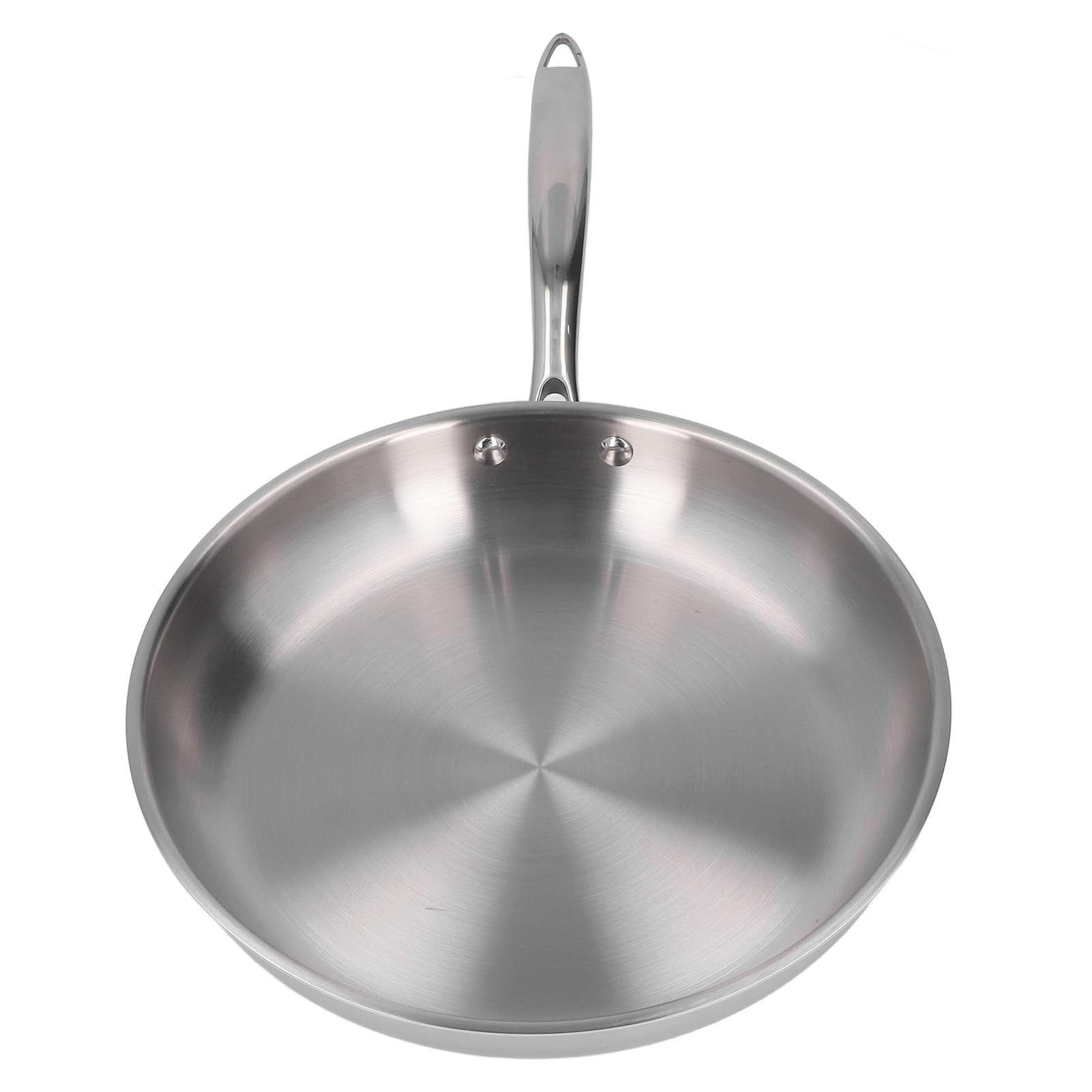 Stainless Steel Frying Pan Thickened 304 Stainless Steel Uncoated 3 Layers Stainless Steel Skillet for Omelette Cooking (30cm)