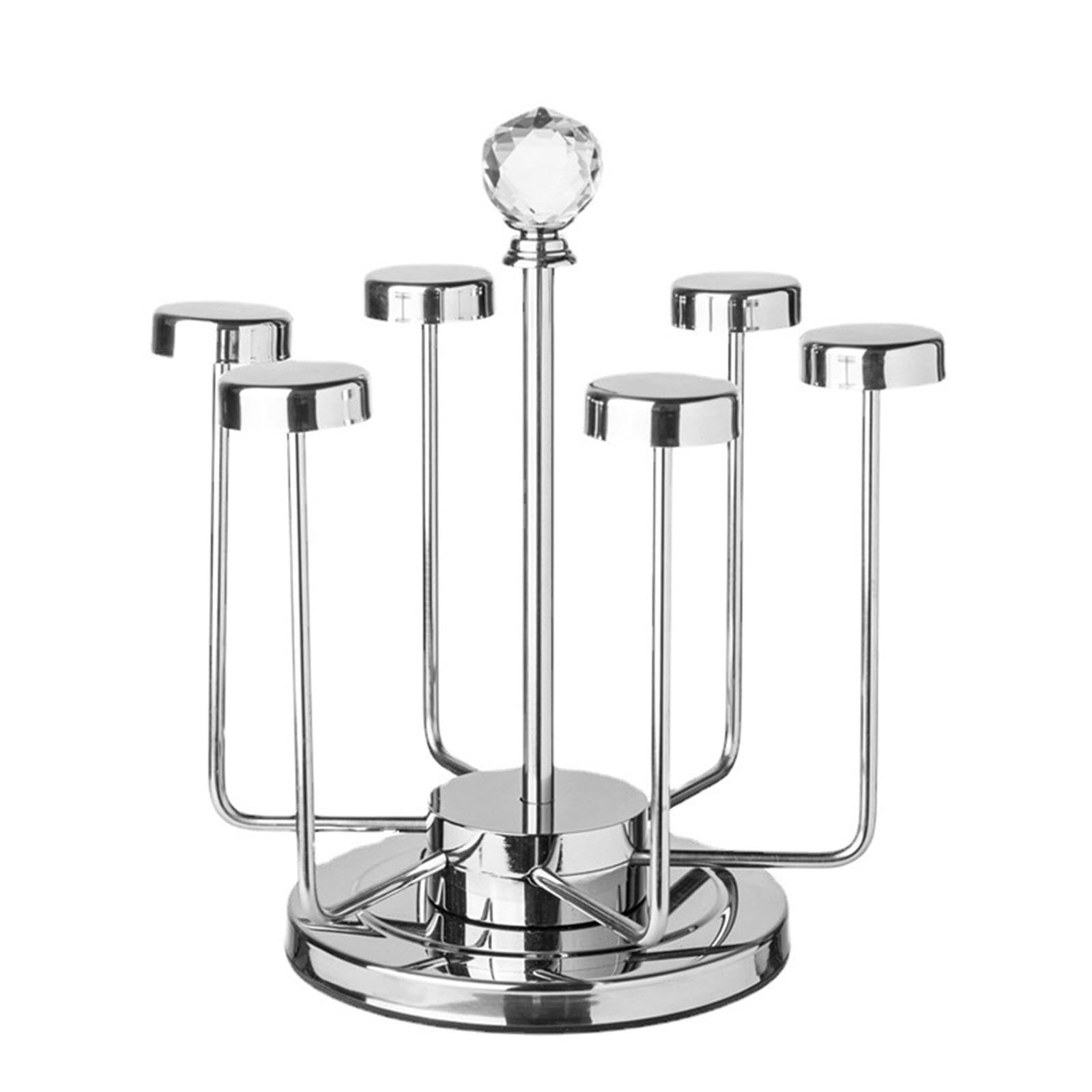 6 Cup Drying Rack Tea Cups Storage Rack Wine Glasses Holder Cup Holder Stainless Steel Drinking Glass Drainer Stand for Bar, Silver