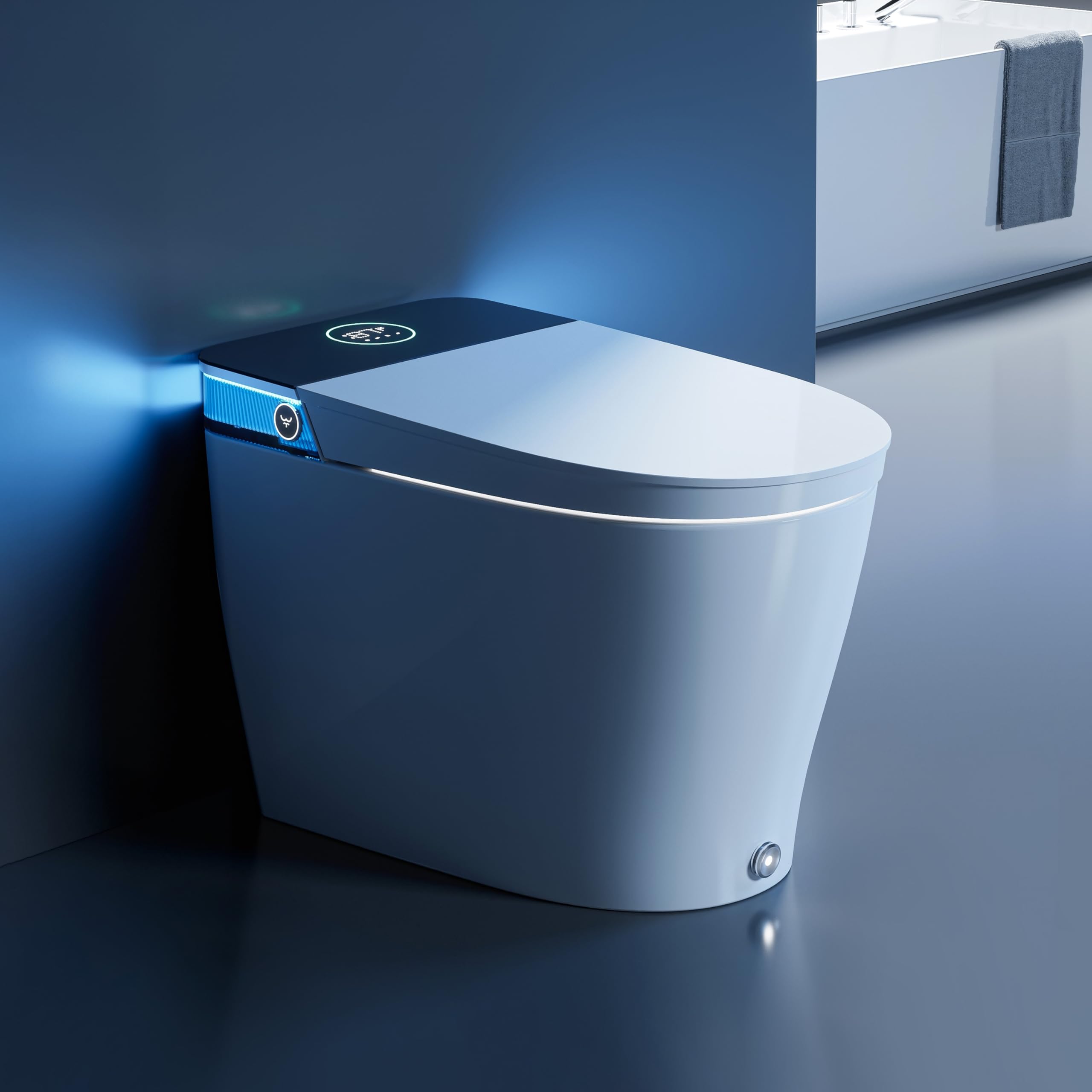 HOROW Artistic Smart Toilet, Bidet Toilet with Powerful Flush and Auto Open/Close Lid, Toilet with Bidet with Instant Warm Water, Elongated Toilet Heated Seat, Dryer, Night Light, Deodorization