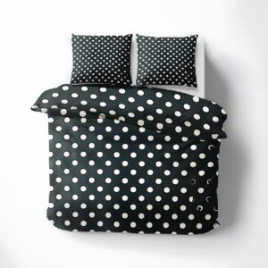 Zpryzmia Polka Dot Duvet Cover King Size Microfiber Duvet Cover Black Bedding Sets, 3 Pieces Ultra Soft Modern Art Duvet Covers with Zipper (King)