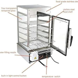 Electric Hot Food Cabinet Warmer, Commercial Bun Steamer with 30-110℃ Temperature Knob, 1200W Steamed Bun Warmer Machine