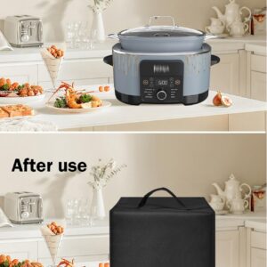 Cooker Dust Cover Heavy Duty Waterproof and Dustproof Multi-Purpose Cooker Cover Compatible with Ninja MC1001 Foodi Possible Cooker PRO 8.5-Quart Slow Cooker Oven Safe Black,19.3"Dx15"Wx9.8"H (Black)