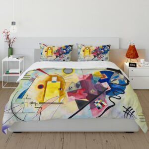 olliar home colorful duvet cover set geometric abstract 3 pcs duvet cover famous painting prints bedding set all season lightweight zipper closure super king size