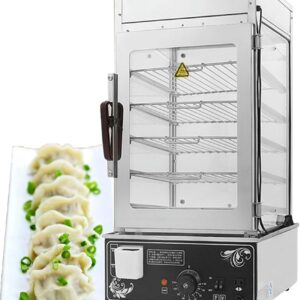 Electric Food Steamer, Steamed Buns Machine Warmer Showcase for Commercial, Top Load Hut Steamer with Water Level Tank