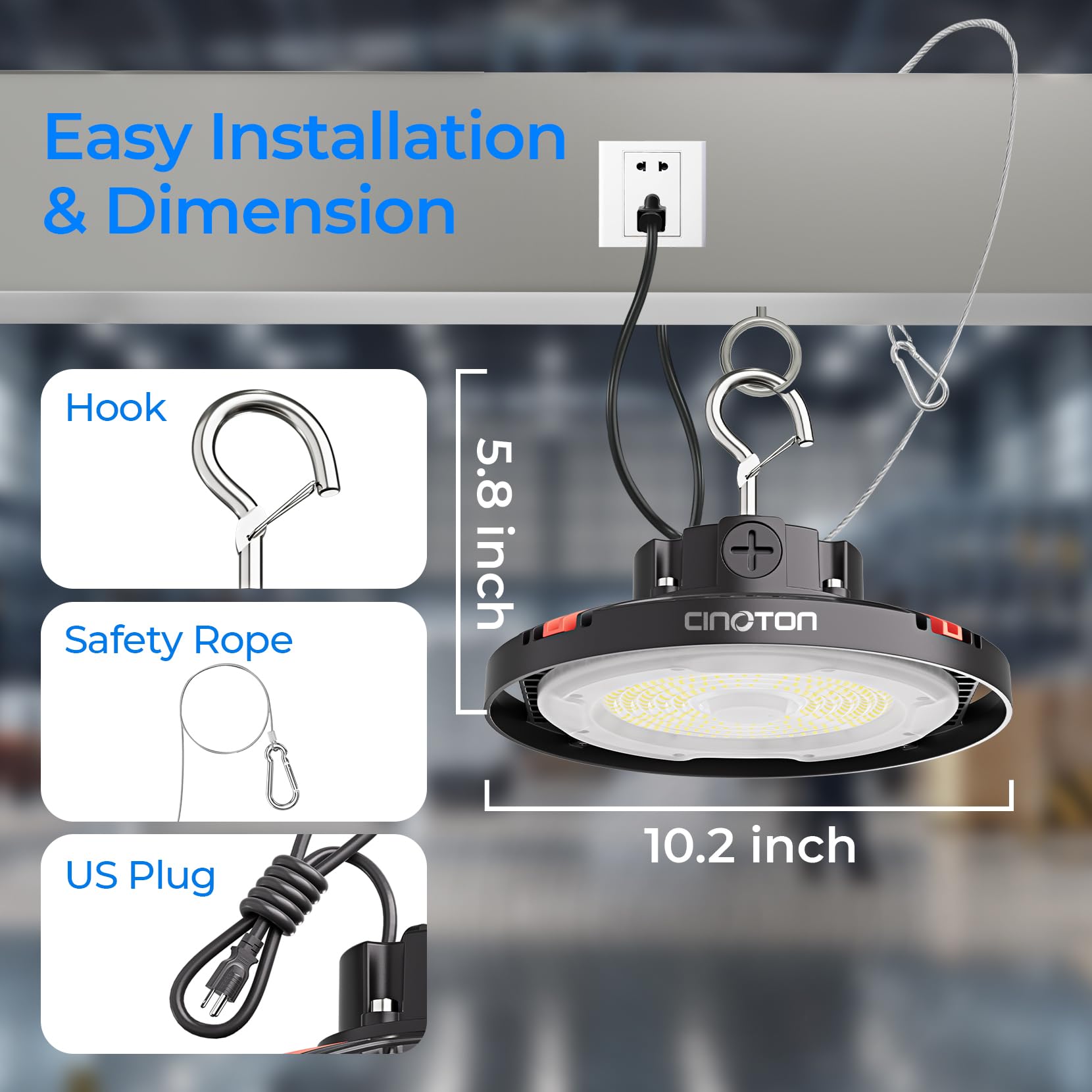 CINOTON 160W UFO LED High Bay Light AC100-277V 4Pack & 30W LED Wall Pack Light 2Pack