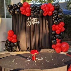 Red Black Balloons Garland Arch Kit,120Pcs Black and Red Party Balloons Different Size for Graduation Birthday Anniversary Baby Shower Casino New Year Party Decorations Supplies