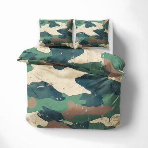 AopGlyvyr Camoflage Duvet Cover King Size, Camo Comforter Cover, Army Green Bedding Set, Breathable Duvet Cover with Zipper Closure, 3 Pieces with 1 Duvet Cover and 2 Pillowcase