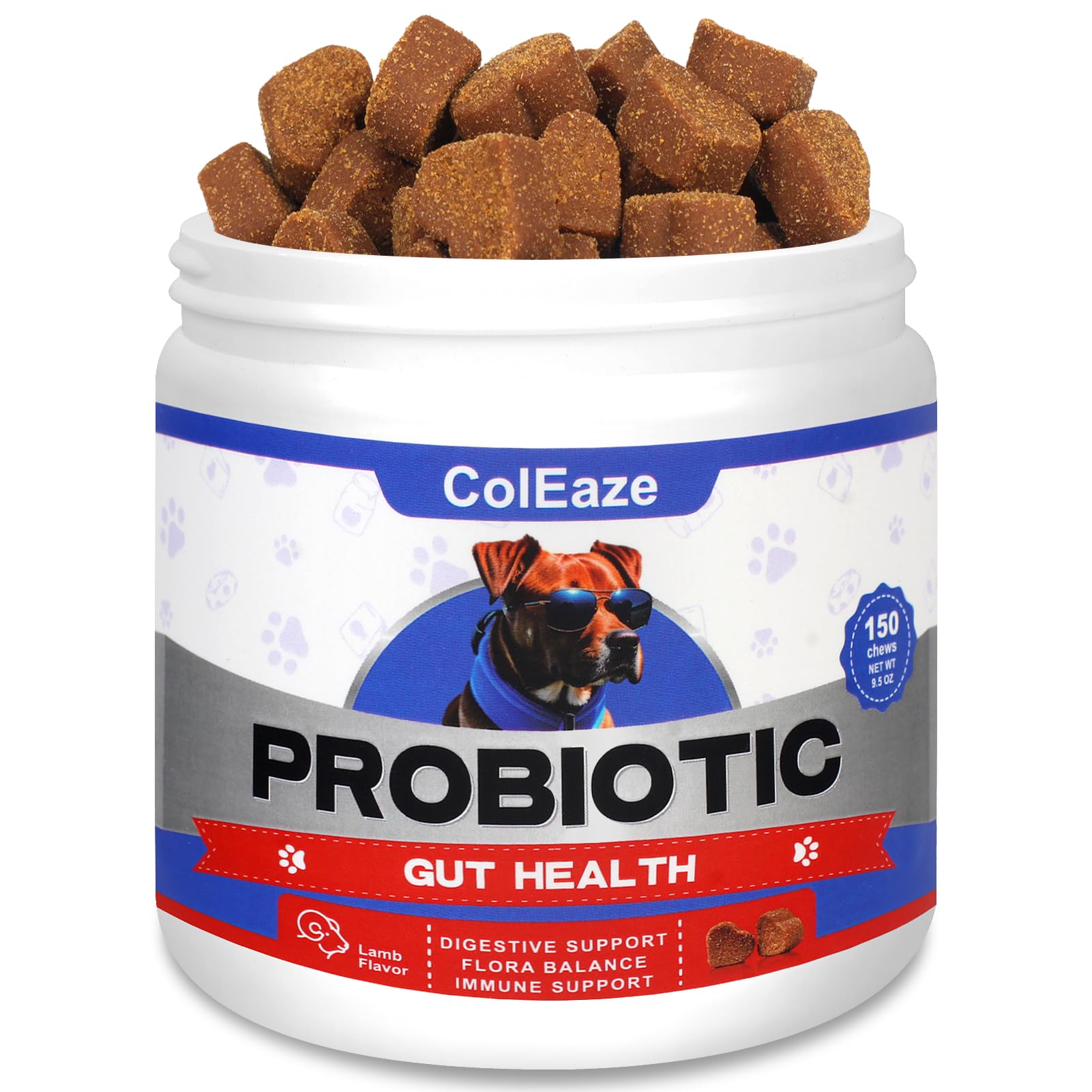 Probiotics for Dogs 150 Count Soft Chews Advanced Dog Probiotics with Prebiotics 6 Digestive Enzymes Promotes Gut Health Lamb Flavor