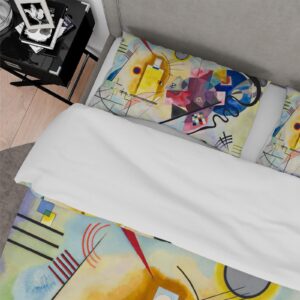 OLLIAR Home Colorful Duvet Cover Set Geometric Abstract 3 PCS Duvet Cover Famous Painting Prints Bedding Set All Season Lightweight Zipper Closure Super King Size