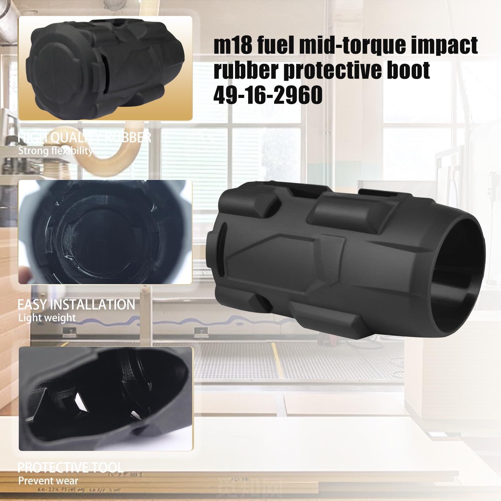 Upgraded 49-16-2960 M18 Fuel Mid-Torque Impact Rubber Protective Boot for Milwaukee M18 3/8in Mid-Torque Impact Wrench Replace 2960-20 2962-20 2962P-20 2-Year Warranty