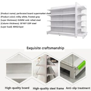 YUZDNM Retail Gondola Shelving Wall Display Rack - Supermarket Shelves, Convenience Combination Shelves，for Retail Convenience Grocery Office Supply Or Liquor Stores(White,90 * 43 * 135cm)