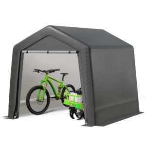 6 * 6 * 7ft outdoor storage shed carport,portable garage bike shed tent with roll-up zipper door, heavy duty waterproof tarp carport for motorcycle, bike, firewood, garden tools sheld