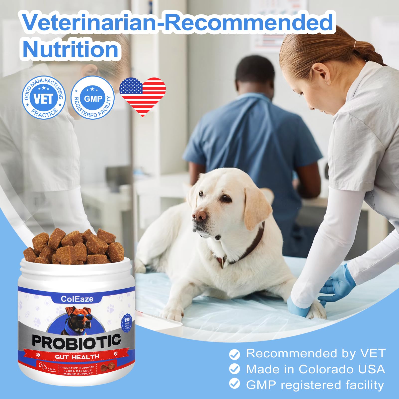 Probiotics for Dogs 150 Count Soft Chews Advanced Dog Probiotics with Prebiotics 6 Digestive Enzymes Promotes Gut Health Lamb Flavor