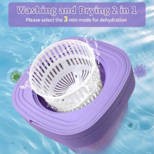 Mini Washing Machine,11L Portable Washing Machine,Foldable Washing Machine with Spin,Washer and Dryer Combo,Small Washer With 3 Modes Deep Cleaning for Apartments, Camping, Travel,RV,Purple