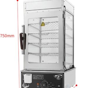 Electric Food Steamer, Steamed Buns Machine Warmer Showcase for Commercial, Top Load Hut Steamer with Water Level Tank