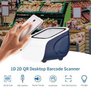 Ultra Decoding Fast Response Automatic QR Scanner White Desktop ABS USB for Mobile Payment