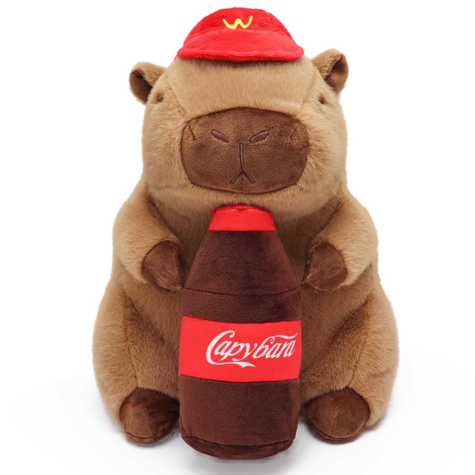 Ponjauk Drink Capybara Plush17.7inch, Cute Capybara Stuffed Animal Giant Capibara Plushies Pillow Toy Gifts for Boys Girls Kids