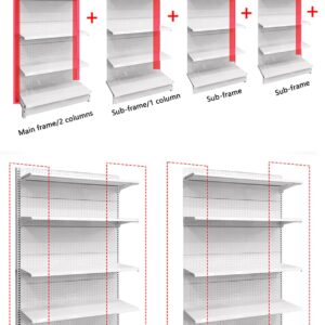 YUZDNM Retail Gondola Shelving Wall Display Rack - Supermarket Shelves, Convenience Combination Shelves，for Retail Convenience Grocery Office Supply Or Liquor Stores(White,90 * 43 * 135cm)