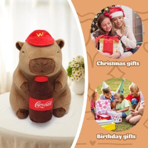 Ponjauk Drink Capybara Plush17.7inch, Cute Capybara Stuffed Animal Giant Capibara Plushies Pillow Toy Gifts for Boys Girls Kids