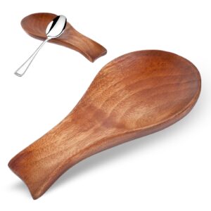 Molain Acacia Wood Spoon Rest For Kitchen, Smooth Wooden Spoon Holder For Stovetop, Perfect Holder for Stove Top or Countertop, Spoon or Tong, Modern and Rustic Spoon Rest for Farmhouse