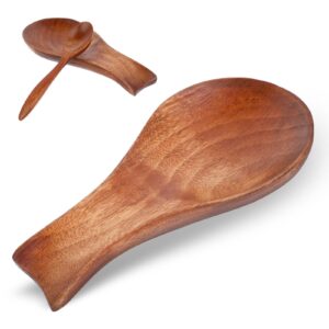 molain acacia wood spoon rest for kitchen, smooth wooden spoon holder for stovetop, perfect holder for stove top or countertop, spoon or tong, modern and rustic spoon rest for farmhouse