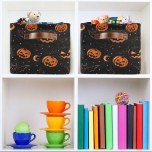 ALAZA Halloween Pumpkin Bat Moon Star Foldable Storage Box Storage Basket Organizer Bins with Handles for Shelf Closet Living Room Bedroom Home Office 1 Pack