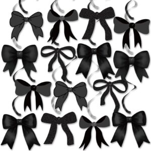 bow party hanging swirls decorations, black bow birthday party decortions, coquette birthday party bow party decorations for tying the knot bridal shower bachelorette bow theme party decor