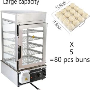 Electric Food Steamer, Steamed Buns Machine Warmer Showcase for Commercial, Top Load Hut Steamer with Water Level Tank