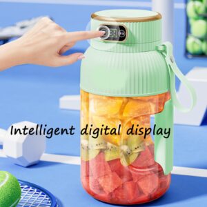 Yulyoie Multifunctional Portable Juicer Cup with Digital Display 2024 New, Portable Smoothie Blender on the Go, Portable Blender USB Rechargeable, Juice Cup Blender (White-Double cups and lids)