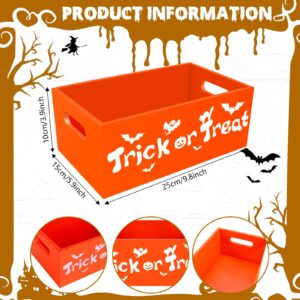 Halloween Candy Bowl Funny Halloween Candy Dish Trick or Treat Candy Bowl Large Wooden Serving Bowl for Office Halloween Party Decoration Housewarming Gift (Trick or Treat)