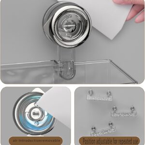 YLBUH Raidley No Drill Clear Wall Caddy, No-Drill Clear Wall Caddy Suction Cup Removable Storage,Suction Caddy For Bathroom,Acrylic Wall Mounted Shower Caddy, Clear, for Bathroom, Kitchen (White-B)