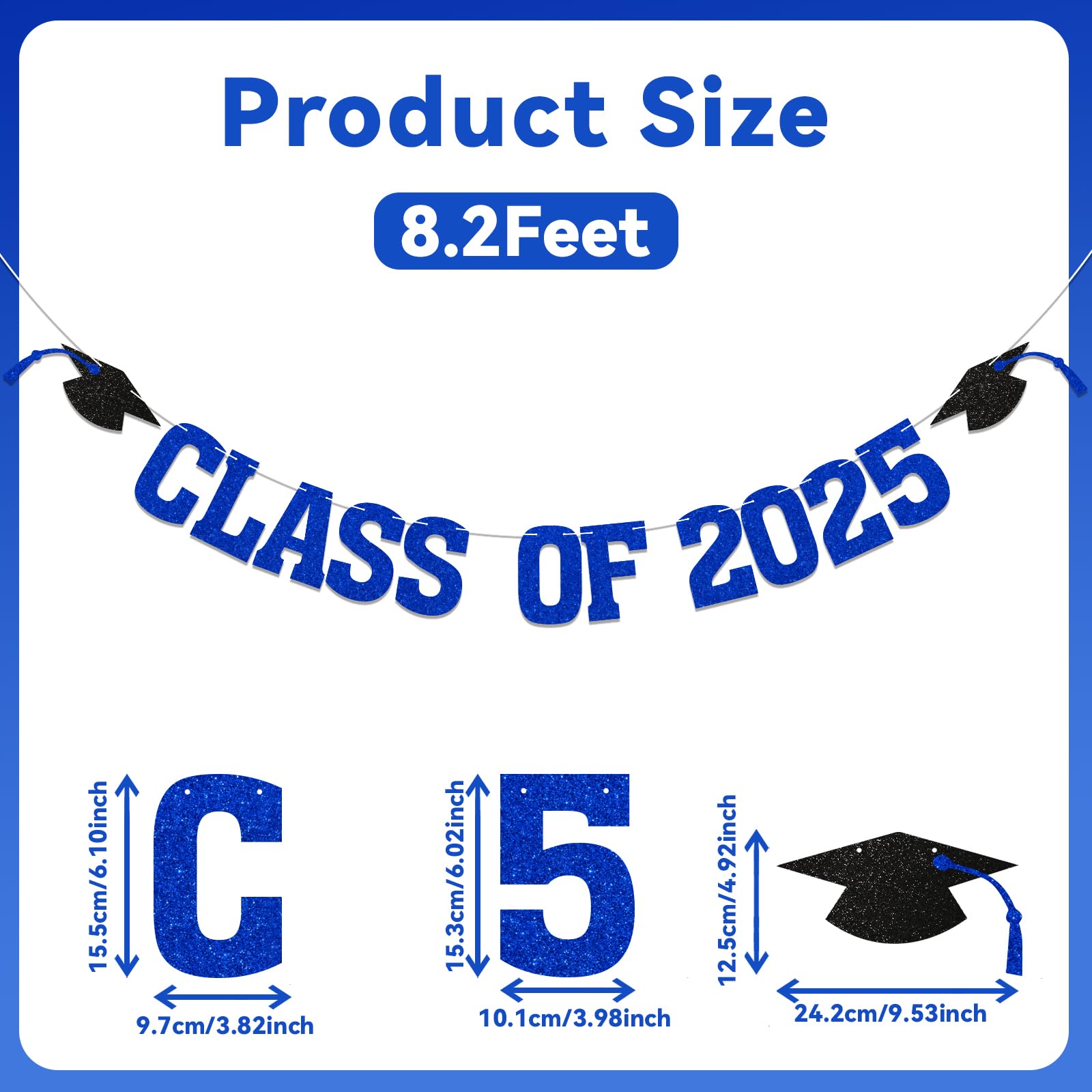 Class of 2025 Banner - 2025 Congrats Grad Decorations, Happy Graduation Decor, We are So Proud of You Banner, 2025 Senior High School College Graduation Party Decoration (Blue)