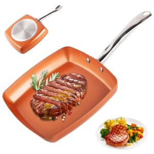 jeorywoet square frying pan 9.5'' square skillet non stick induction frying pan with stainless steel handle cooking pan dishwasher and oven safe for quickly even heating square frying pan