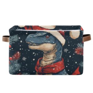 nesatuwa christmas dinosaur storage baskets rectangle foldable canvas fabric organizer storage boxes with handles for home office decorative closet shelves clothes storage,1 pack