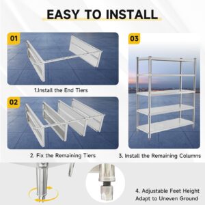 SGOLAN Stainless Steel Shelves 60x18x70 Inch Storage Rack 5 Tier Shelving Units and Storage Adjustable Stainless Steel Rack Shelving, Storage Shelves for Kitchen Commercial Office