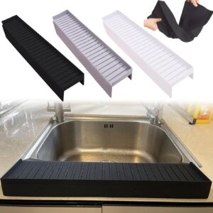 silicone sink edge protector ＆ splash guards - 4 in x 20 in countertop protectors for kitchen sink bathtub sink, upgrade 5° sink counter protector countertop splash guard (black)