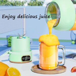 Yulyoie Multifunctional Portable Juicer Cup with Digital Display 2024 New, Portable Smoothie Blender on the Go, Portable Blender USB Rechargeable, Juice Cup Blender (White-Double cups and lids)