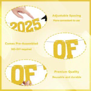 Class of 2025 Banner - 2025 Graduation Decorations, Congrats Grad Decor, We are So Proud of You Banner, 2025 Senior High School College Graduation Party Decoration (Gold)