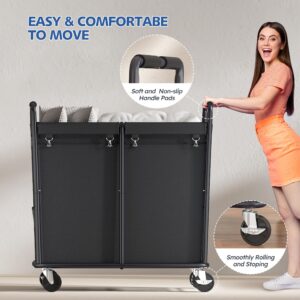 Raybee Large Laundry Basket with Wheels 300L Rolling Laundry Basket Durable Clothes Hamper with Steel Frame 150LBS Laundry Cart with Handle for Laundry Room Organization and Storage Black