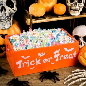 Halloween Candy Bowl Funny Halloween Candy Dish Trick or Treat Candy Bowl Large Wooden Serving Bowl for Office Halloween Party Decoration Housewarming Gift (Trick or Treat)