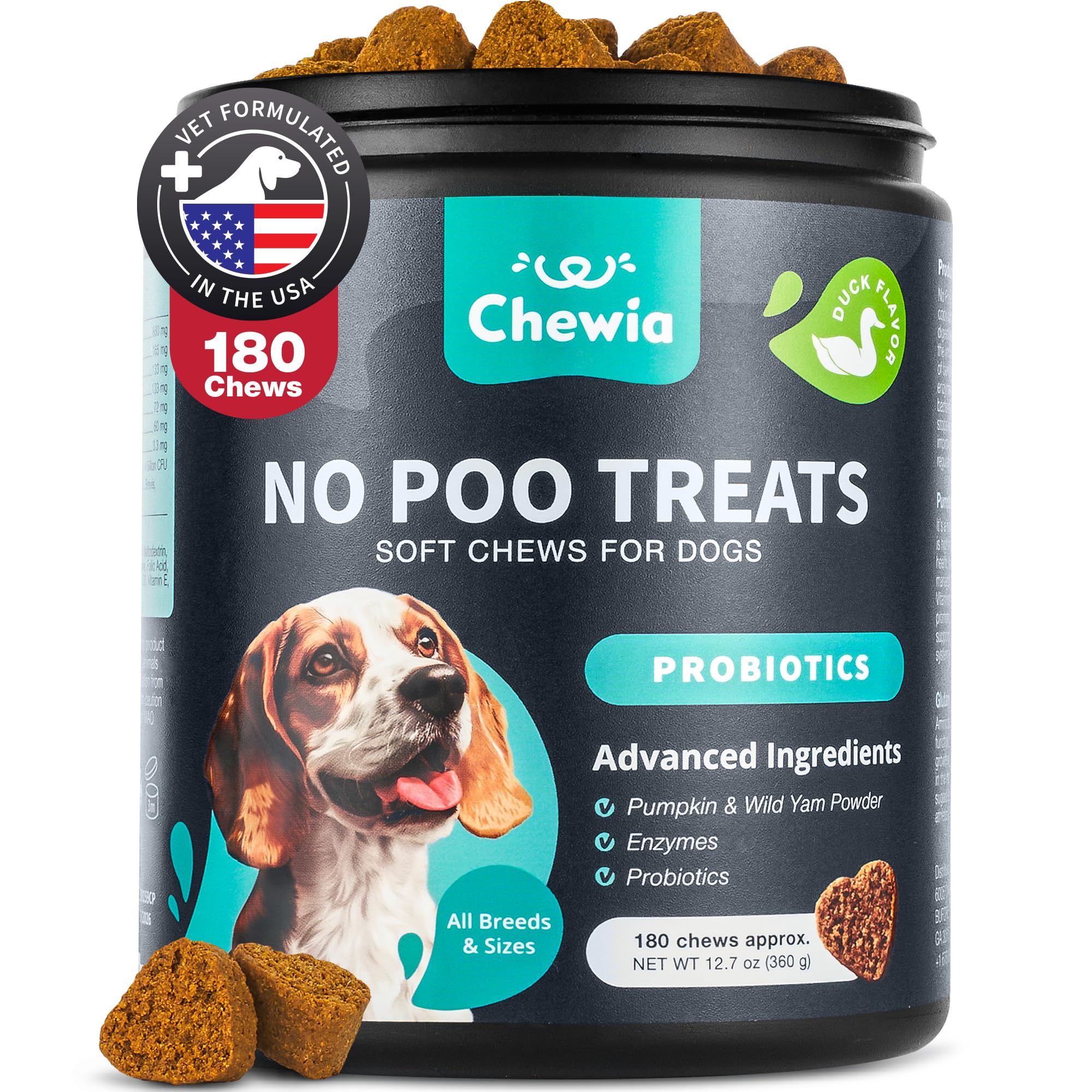 No Poo Chews for Dogs - Coprophagia Deterrent for Dogs - Forbid for Dogs Stool Eating Deterrent - Dog Probiotics for Digestive Health - Digestive, Gut & Immune Health Treats - No Poop Eating for Dogs