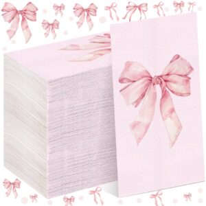 janlaugh 100 pack cocktail bow napkins disposable folded bow party supplies birthday bridal shower bachelorette bow paper towel bathroom disposable towel for birthday engagement decor