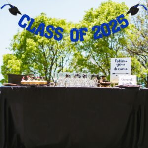 Class of 2025 Banner - 2025 Congrats Grad Decorations, Happy Graduation Decor, We are So Proud of You Banner, 2025 Senior High School College Graduation Party Decoration (Blue)