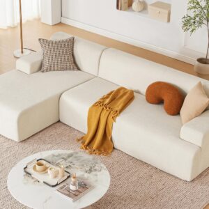 Huatean Home 107” Chenille Modular Sectional Sofa, Modern Couch Sponge Sectional Sofa Couch for Living Room, High Density Sponges Cloud Couch Sectional, L-Shape Couches for Living Room, Beige