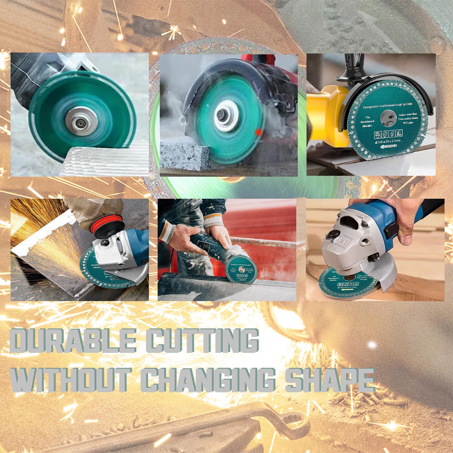 5pack 4 Inch Indestructible Disc for Grinder, Cutting Discs for Angle Grinder, for Metal Smooth Cutting, Ceramic Tile Chamfering Grinding and Multifunctional Cutting Saw Blade for Various Materials