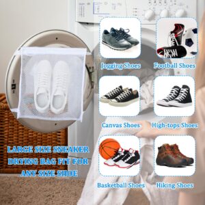 Sneaker Wash & Dry Net Bag for Dryer, Sneaker Drying Bag for Laundry with Zipper & Strap,Adjustable Strap Shoe Washing Bag for Most Dryers Machines Door in Laundry Room, Easy Installation(15.7x 15.7")