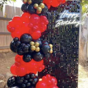 Red Black Balloons Garland Arch Kit,120Pcs Black and Red Party Balloons Different Size for Graduation Birthday Anniversary Baby Shower Casino New Year Party Decorations Supplies