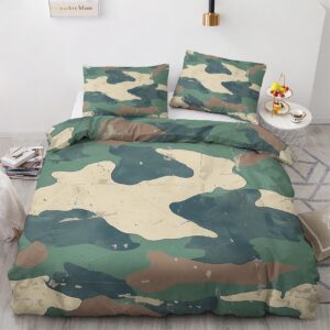 aopglyvyr camoflage duvet cover king size, camo comforter cover, army green bedding set, breathable duvet cover with zipper closure, 3 pieces with 1 duvet cover and 2 pillowcase