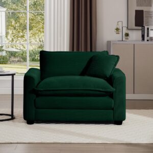 nestglow oversized modular sectional sofa chair, 45'' modern corduroy comfy cloud couches for living room apartment, deep seat sofa chair with 1 toss pillows, green