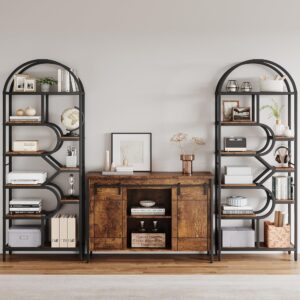 IDEALHOUSE Bookshelf 6 Tier Arched Bookcase 81.7in Tall Display Racks Geometric Open Storage Shelf Unique Book Rack Metal Frame Large Modern Book Shelf for Bedroom, Living Room, Home Office